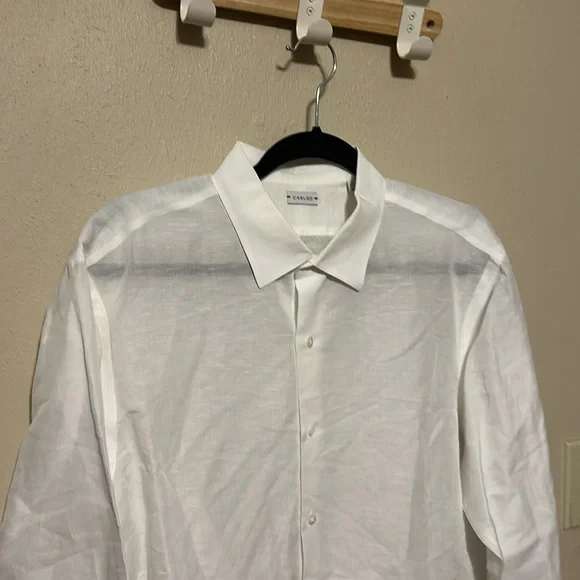 Caruso Men’s White Linen Button Down Shirt - Picture 3 of 8